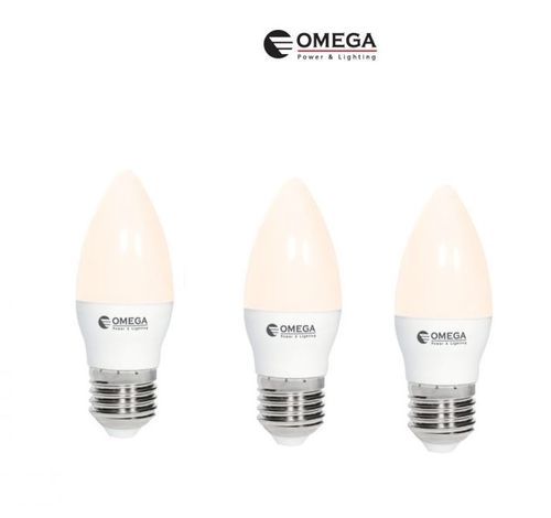 3 יחידות נורות לד נר OMEGA E27 7W  אור חם