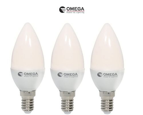 3 יחידות נורות לד נר OMEGA E14 7W  אור חם