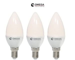 3 יחידות נורות לד נר OMEGA E14 7W אור חם