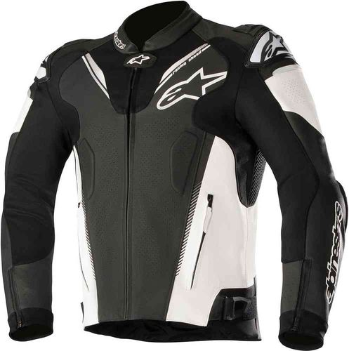 מעיל עור לאופנועים דגם ATEM 3 מבית Alpinestars שחור לבן