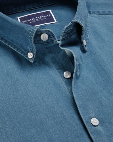 חולצה גזרת סלים - Ocean blue denim slim fit shirt