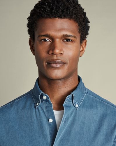 חולצה גזרת סלים - Ocean blue denim slim fit shirt
