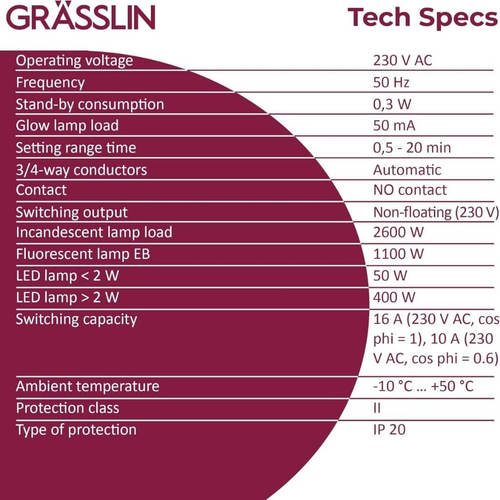 אוטומט מדרגות אלקטרוני גריזלין גרמניה GRÄSSLIN Trealux 450 - מפרט