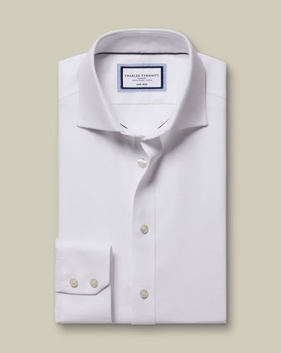 חולצה גזרת סלים -White non-iron stretch Burlington weave cutaway slim fit shirt