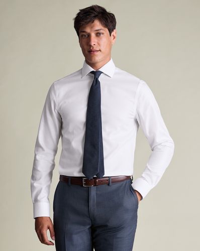 חולצה גזרת סלים -White non-iron stretch Burlington weave cutaway slim fit shirt