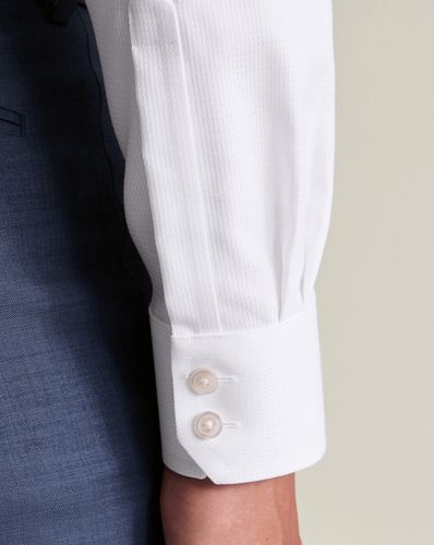 חולצה גזרת סלים -White non-iron stretch Burlington weave cutaway slim fit shirt