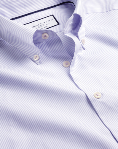 חולצה סגולה  גזרת סלים - Lilac purple stripe non-iron button-down oxford slim fit shirt