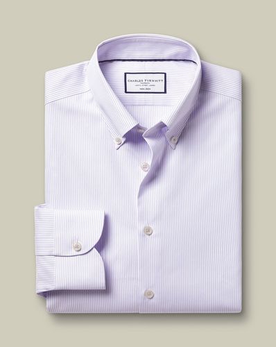 חולצה סגולה גזרת אקסטרה סלים - Lilac purple stripe non-iron button-down oxford extra slim fit shirt