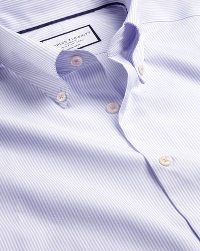 חולצה סגולה  גזרת קלאסיק - Lilac purple stripe non-iron button-down oxford classic fit shirt
