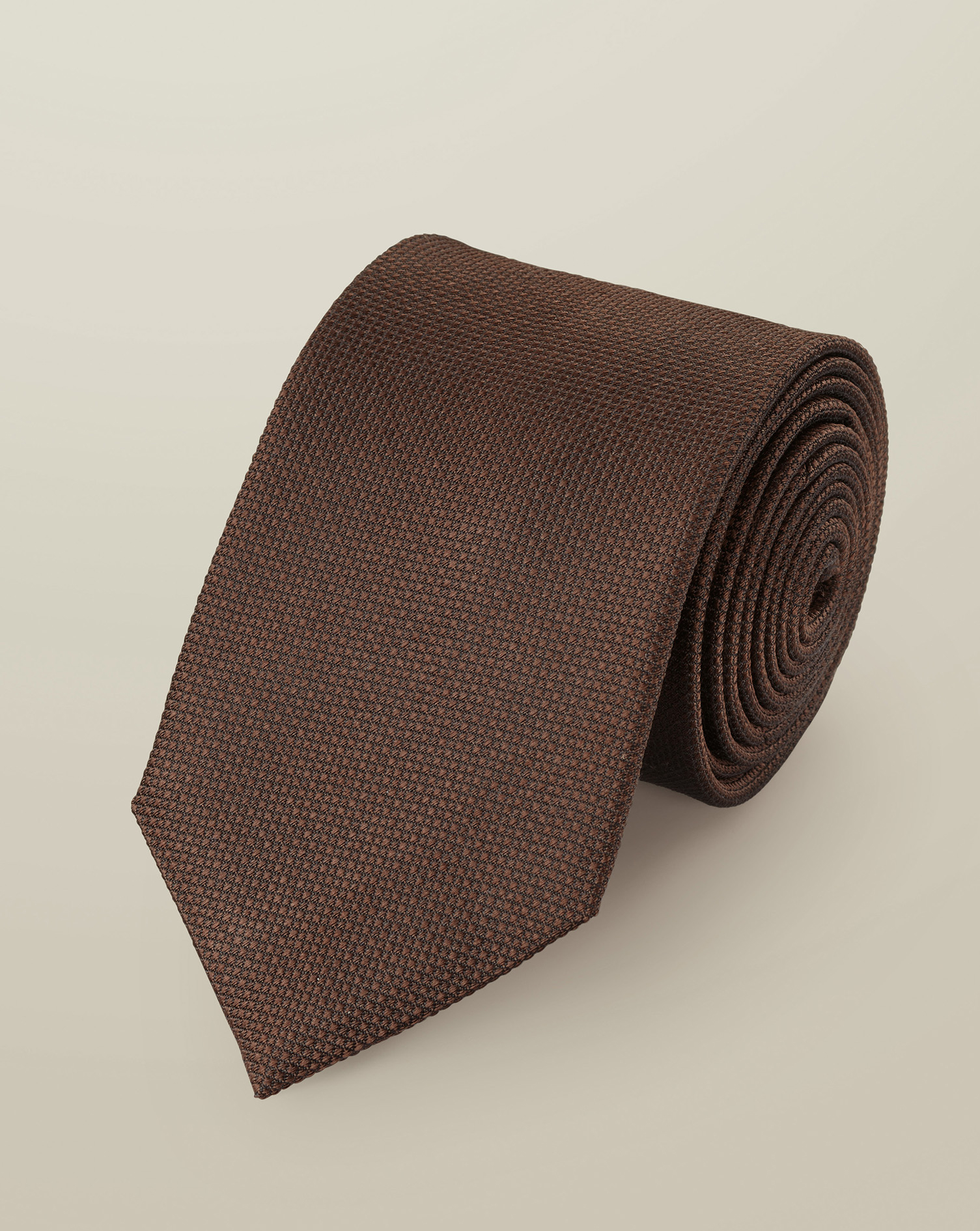 עניבה עמידה בפני כתמים  - Chocolate brown textured silk tie