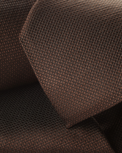 עניבה עמידה בפני כתמים  - Chocolate brown textured silk tie