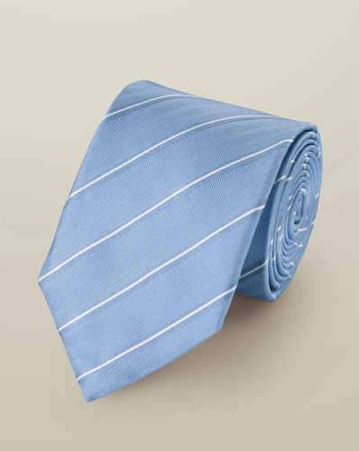 עניבה - Sky blue silk stripe tie