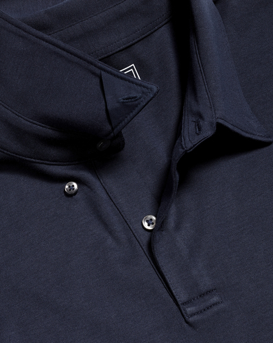 חולצת פולו כחולה שרוול ארוך - Navy Blue Plain Long Sleeve Jersey Polo