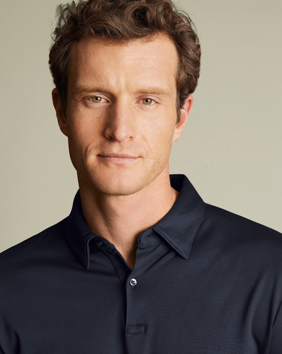 חולצת פולו כחולה שרוול ארוך - Navy Blue Plain Long Sleeve Jersey Polo