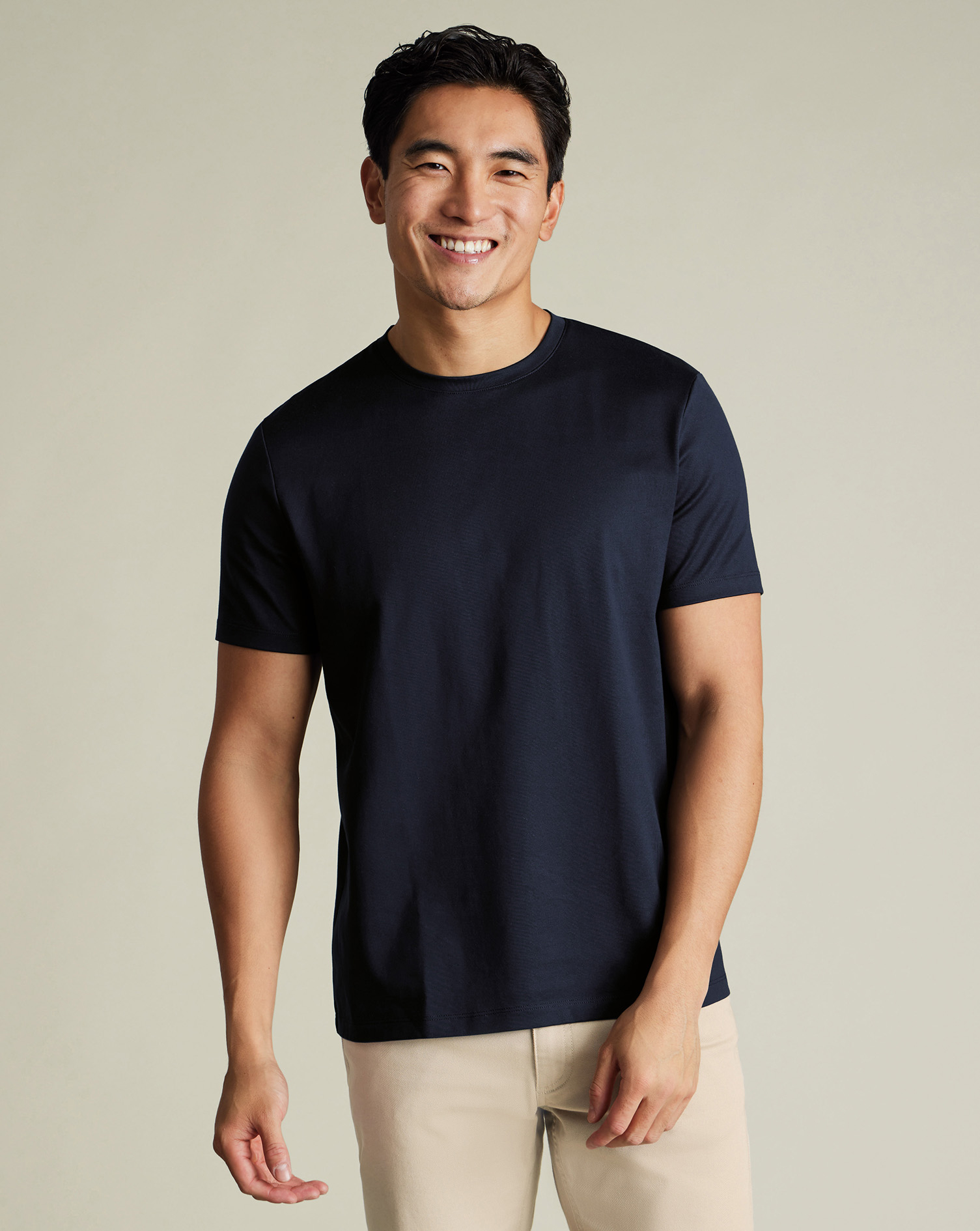 חולצת טי שירט כותנה כחול כהה -  Navy Blue Cotton Short Sleeve T Shirt 