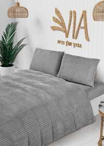 סט מצעים חורפי דגם אלונה – 100% פלנל פלאש אפור כהה