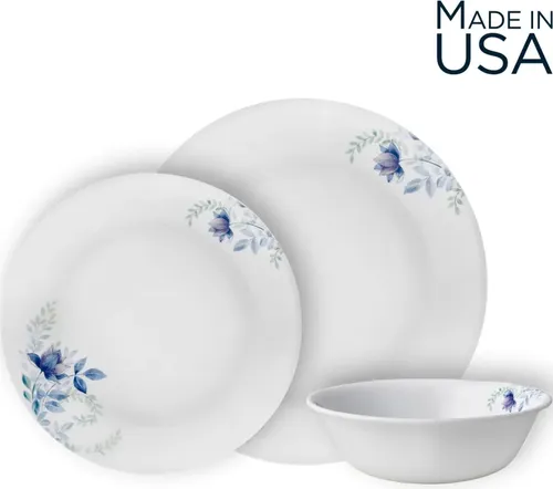 סט צלחות 18 חלקים, קורנינג בלו פלורל | Corning Ware Blue Floral