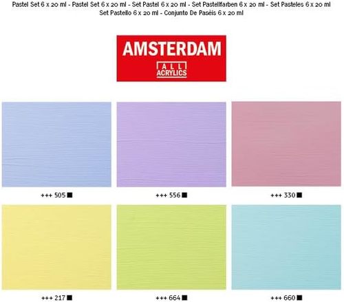 סט 6 צבעי אקריליק AMSTERDAM, שפורפרות 20 מ