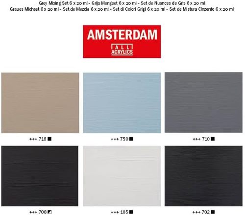 סט 6 צבעי אקריליק AMSTERDAM, שפורפרות 20 מ