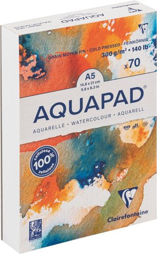 בלוק נייר GOLDLINE AQUAPAD לצבעי מים , עובי 300 גר' (מגוון גדלים לבחירה)