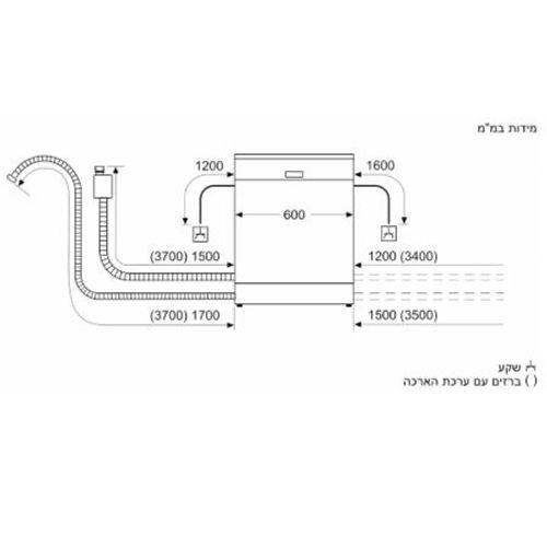 מדיח כלים אינטגרלי 60 ס"מ SIEMENS סימנס דגם SN87TX02CE