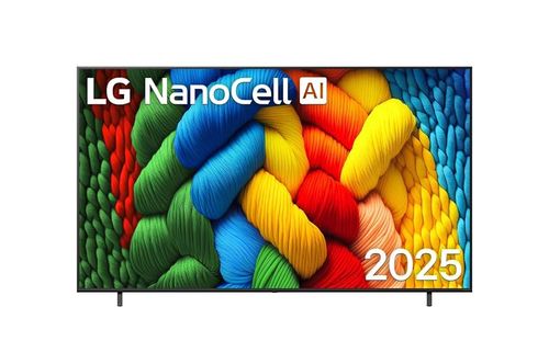  LG NanoCell AI NANO80 4K ‏בגודל 86 אינץ', עם AI Magic remote, ‏HDR10 ו-webOS25 ‏2025