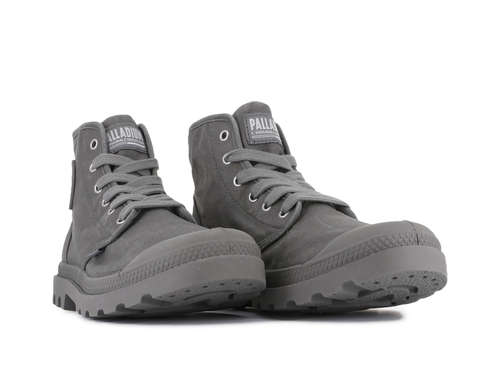נעלי פלדיום קנבס חצי בצבע אפור מטל | 40-47 |  PALLADIUM US PAMPA HIGH DUNE 02352-082-M METAL GREY
