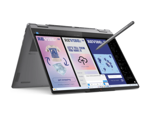 מחשב Lenovo Yoga פתוח בזווית של 360 מעלות – גמישות מקסימלית בשימוש