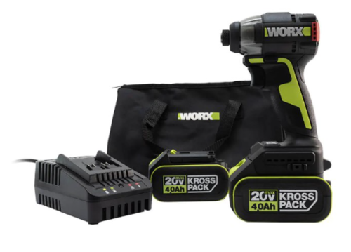 מברגת 20V אימפקט  2 סוללות 4A WORX ומטען + תיק
