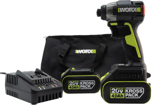 מברגת 20V אימפקט  2 סוללות 4A WORX ומטען + תיק