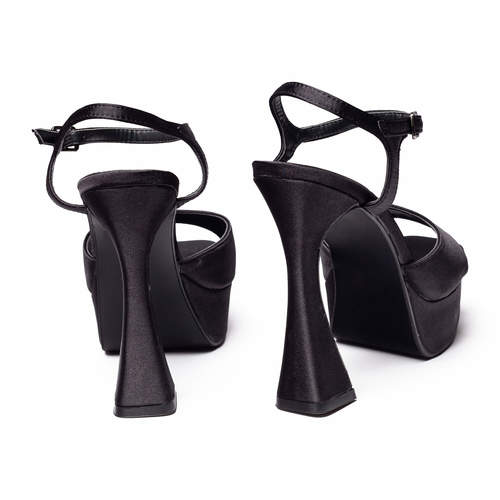 אדיס - סנדל סאטן עקב גבוה בצבע שחור סאטן | 35-40 | ADISS BLACK SATIN 999108S