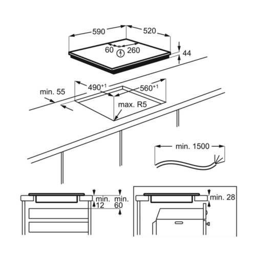כיריים אינדוקציה AEG NIO64B00FB MAXISENSE