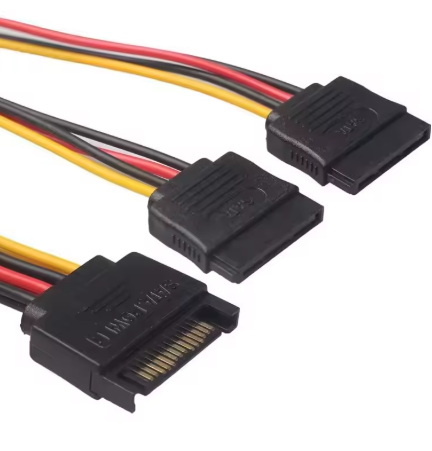 כבל מפצל SATA 1 זכר ל-2 נקבות כבל לכונן קשיח HDD 15PIN 1 ל-2 מתאם חשמל למחשב כבל PC