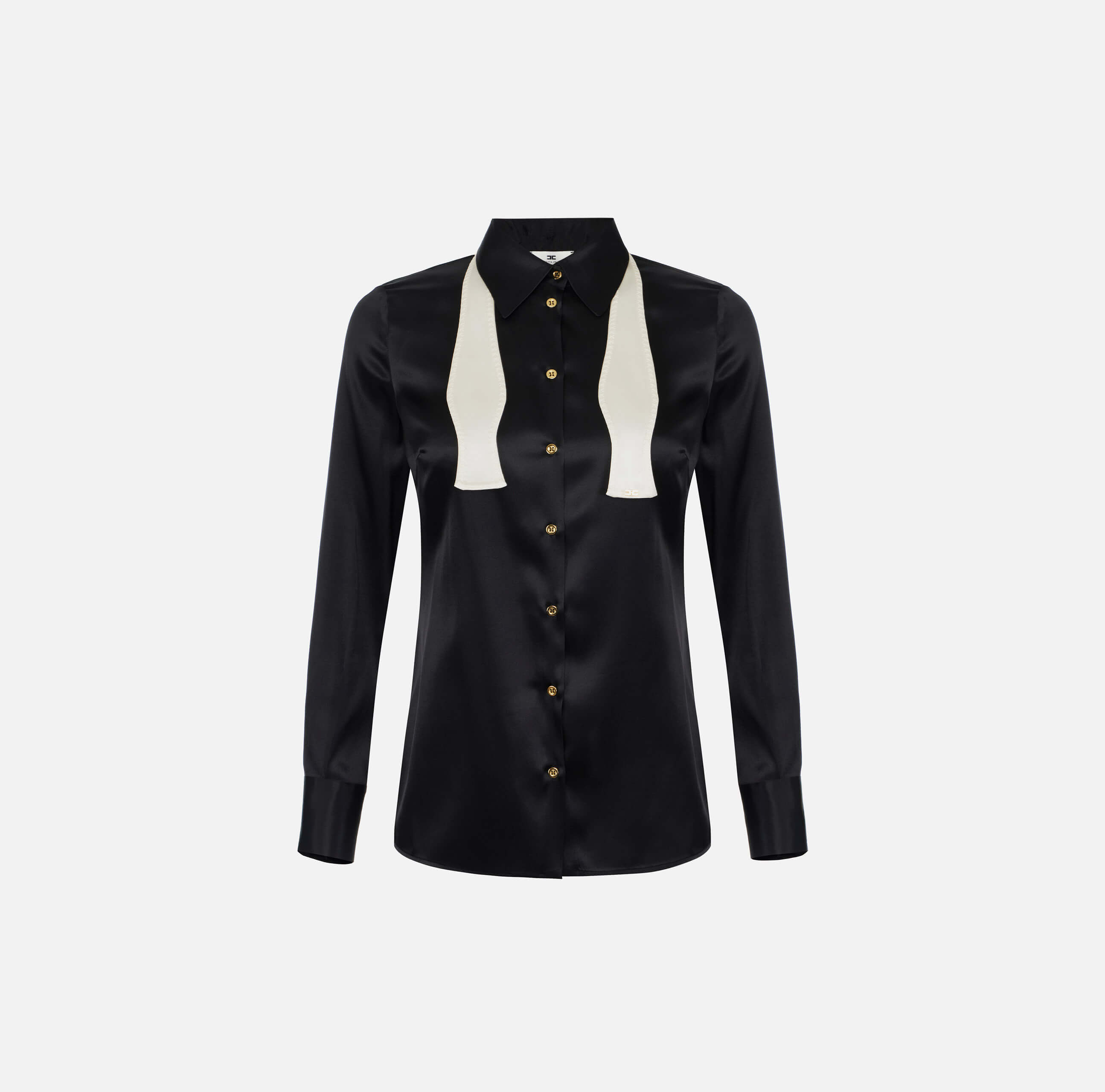 Silk satin blouse with bow tie