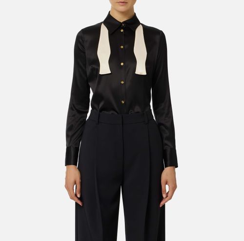 Silk satin blouse with bow tie