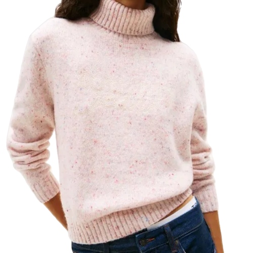 סריג TOMMY JEANS מידות XS-M לנשים בגוון ורוד בהיר