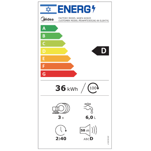 מדיח כלים על השיש Midea MDWMT030S(W)-W-IL