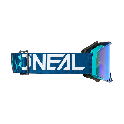 משקפי מגן O'NEAL B-33 HEXA כחול דגם 6036-020 עם עדשה כחולה רדיום, מסגרת עמידה ורצועה מתכווננת למוטוקרוס ואופני הרים