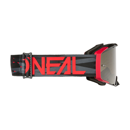 משקפי מגן O'NEAL B-33 ICTUS שחור אדום דגם 6036-014 למוטוקרוס ואופני הרים עם עדשה אפורה עמידה ומערכת אוורור מתקדמת
