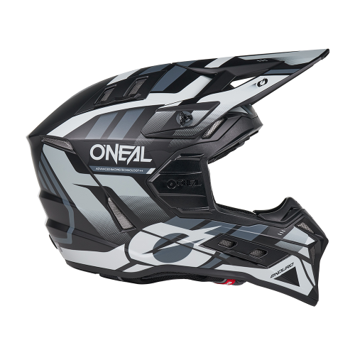 קסדת מוטוקרוס O'Neal EX-SRS DUST דגם EXSRS-243 בצבע שחור ואפור עם מבנה דו-קליפתי, מערכת אוורור מתקדמת וטכנולוגיית Airflaps למוטוקרוס ואופנועים