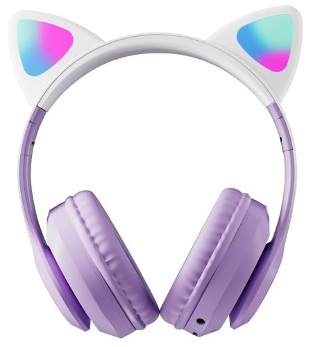 אוזניות חתול אלחוטיות BT עם סאונד באיכות HD, אורות וטעינה - ורוד