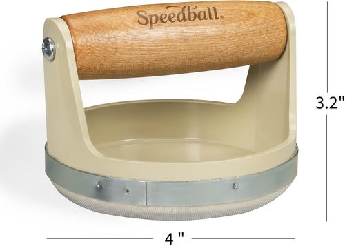 Speedball Block Printing Baren – ידית עץ נוחה להדפס בלוק – בקוטר 4 אינץ' (דגם 4139)