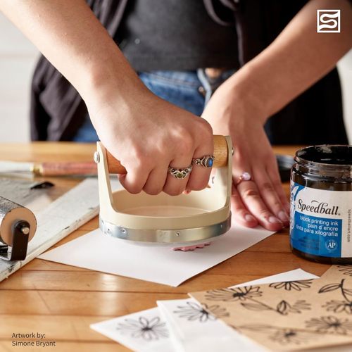 Speedball Block Printing Baren – ידית עץ נוחה להדפס בלוק – בקוטר 4 אינץ' (דגם 4139)