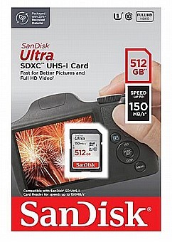 כרטיס זכרון למצלמות 512GB סנדיסק ULTRA