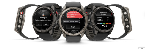 שעון חכם Garmin Fenix 8 Pro AMOLED Sapphire 47mm טיטניום DLC אפור קרבון עם רצועת סיליקון בצבע שחור / אפור חלוקי נחל