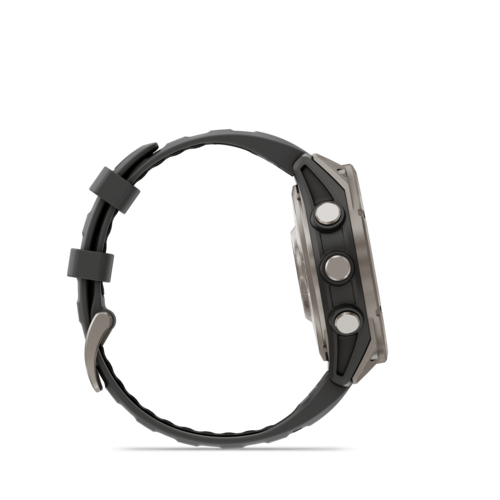 שעון חכם Garmin Fenix 8 Pro AMOLED Sapphire 47mm טיטניום DLC אפור קרבון עם רצועת סיליקון בצבע שחור / אפור חלוקי נחל