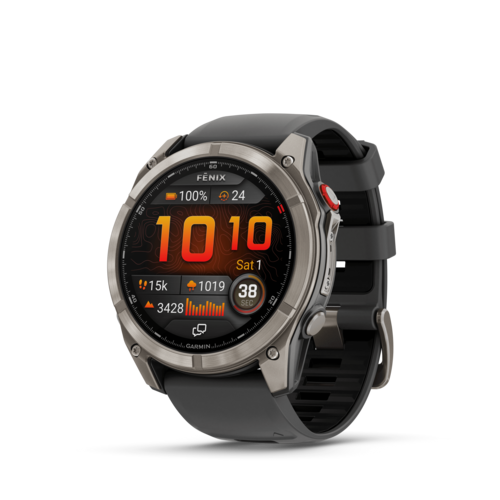 שעון חכם Garmin Fenix 8 Pro AMOLED Sapphire 51mm - צבע טיטניום עם רצועת סיליקון בצבע גרפיט / שחור