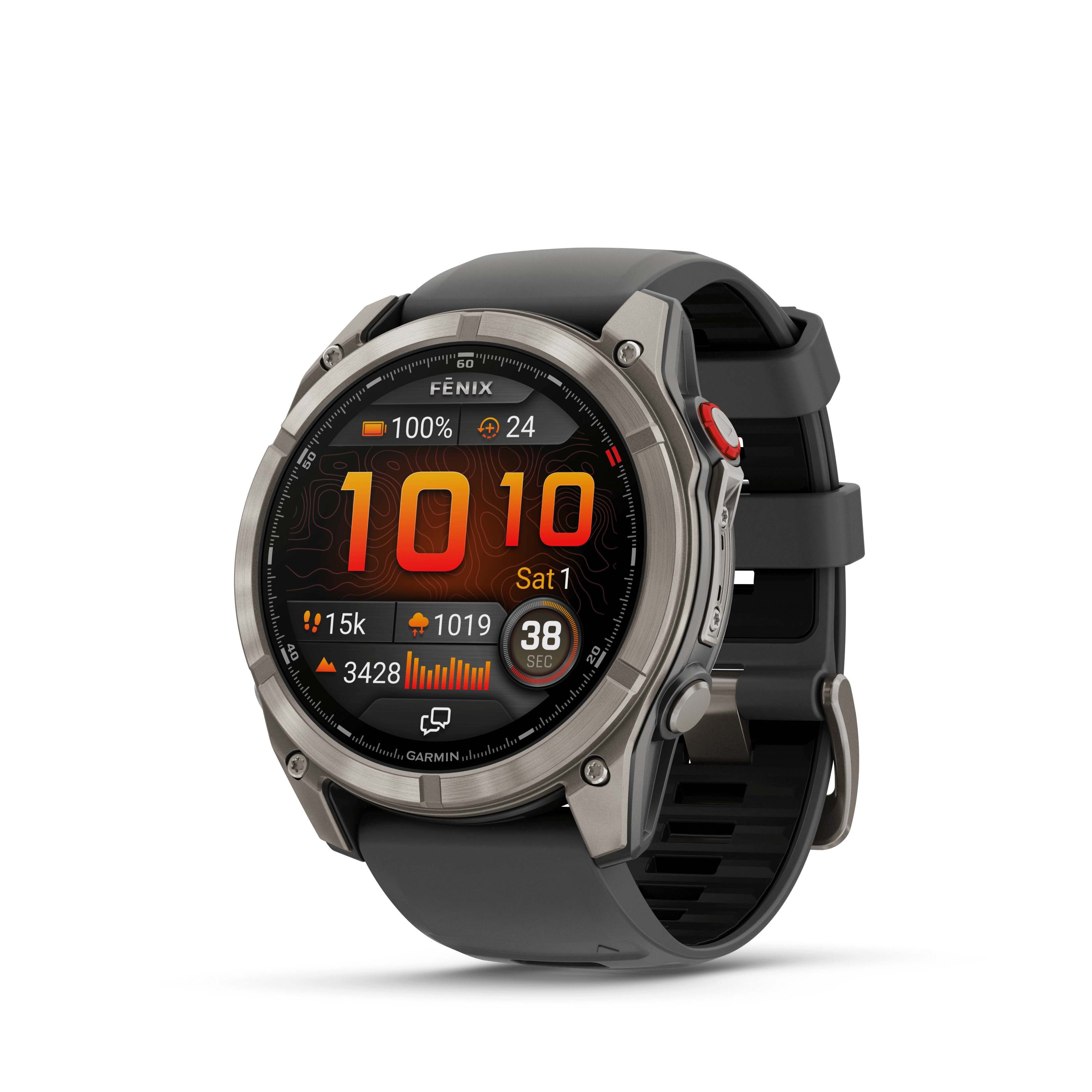 שעון חכם Garmin Fenix 8 Pro AMOLED Sapphire 51mm - צבע טיטניום עם רצועת סיליקון בצבע גרפיט / שחור