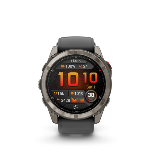 שעון חכם Garmin Fenix 8 Pro AMOLED Sapphire 51mm - צבע טיטניום עם רצועת סיליקון בצבע גרפיט / שחור