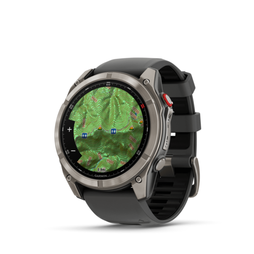 שעון חכם Garmin Fenix 8 Pro AMOLED Sapphire 51mm - צבע טיטניום עם רצועת סיליקון בצבע גרפיט / שחור